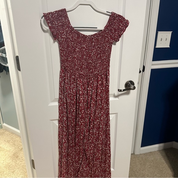 full length red flowered dress - Picture 4 of 6